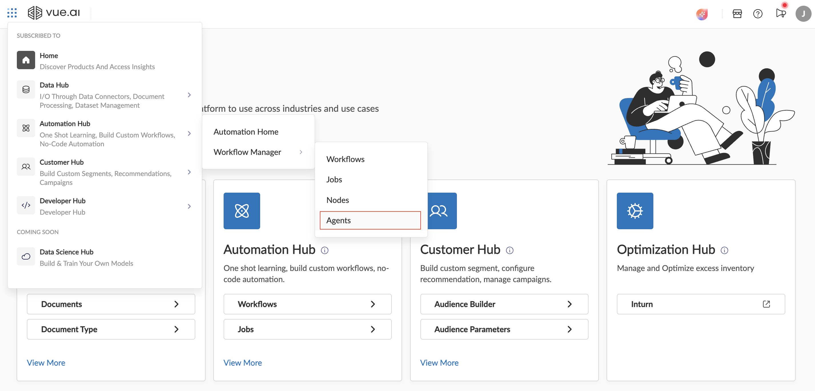 Navigating to the Agents section
